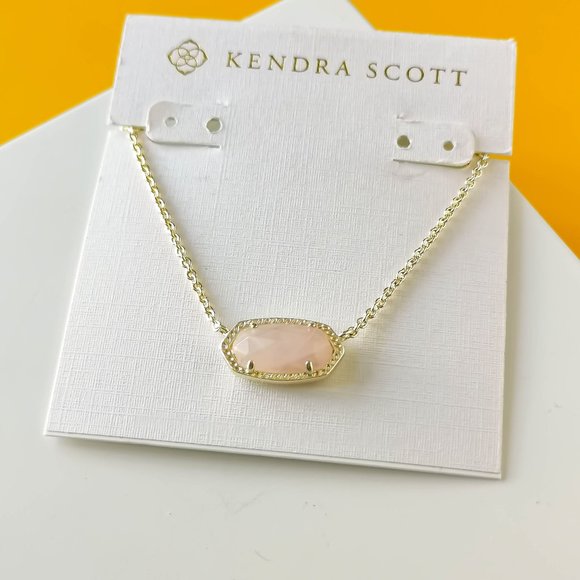 Elisa Gold Rose Quartz Pendant Necklace by Kendra Scott - Picture 1 of 3